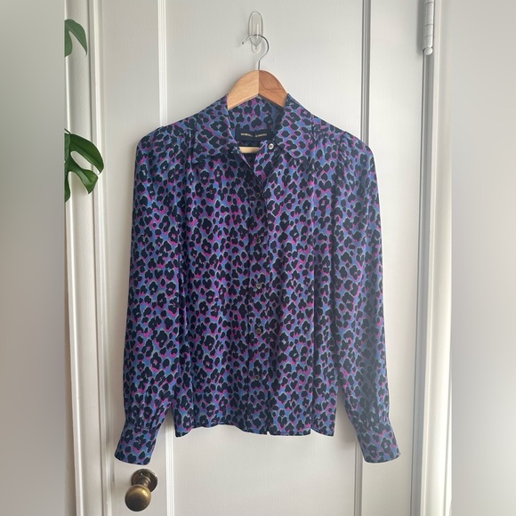 NWT Vanessa Seward Elise Animal Print Silk Blouse - Picture 4 of 6